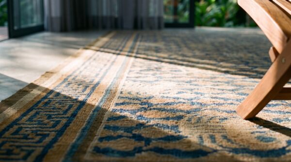 Antique chinese room size wool ivory beige cream white rug 10 Antique chinese room size wool ivory beige cream white rug (sku 24699) - in-room detail