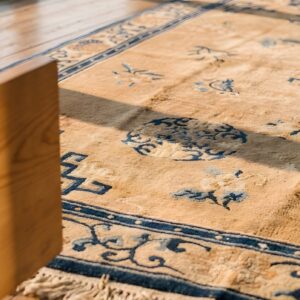 Antique Chinese Room Size Hand Knotted Wool Pile Ningxia Rug (SKU 22990) - in-room detail