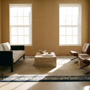 Wool Antique Knotted Chinese Room Size - Peking Ivory Rectangle 1900s Rug (SKU 23540) - room view