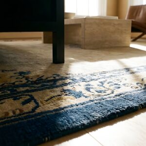 Wool Antique Knotted Chinese Room Size - Peking Ivory Rectangle 1900s Rug (SKU 23540) - in-room detail