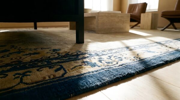 Wool antique knotted chinese room size - peking ivory rectangle 1900s rug 10 Wool antique knotted chinese room size - peking ivory rectangle 1900s rug (sku 23540) - in-room detail