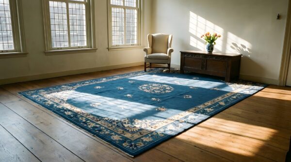 Chinese room size rectangle blue 1920s knotted antique - peking wool rug 6 Chinese room size rectangle blue 1920s knotted antique - peking wool rug (sku 23264) - room view