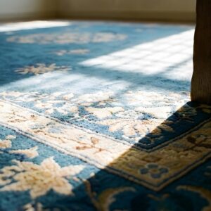 Chinese Room Size Rectangle Blue 1920s Knotted Antique - Peking Wool Rug (SKU 23264) - in-room detail