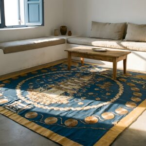 Antique Chinese Scenic Architectural Square Textile Art (SKU 23670) - room view