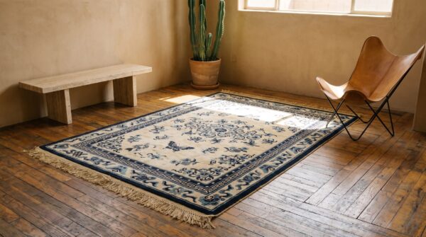 Antique chinese - silk knotted rug (sku 23143) - room view