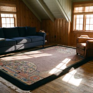 Antique Chinese Wool Small Scatter Size - Art Deco Knotted 1920s Rectangle Rug (SKU 24487) - room view
