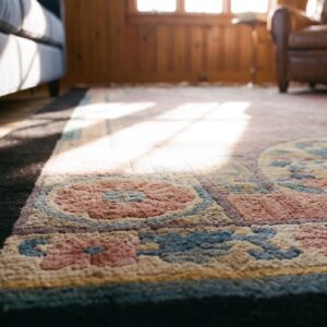 Antique Chinese Wool Small Scatter Size - Art Deco Knotted 1920s Rectangle Rug (SKU 24487) - in-room detail