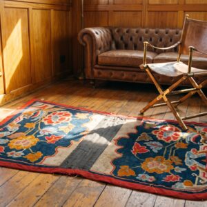 Antique Chinese Small Scatter Size Wool Coral Rug (SKU 21993) - room view
