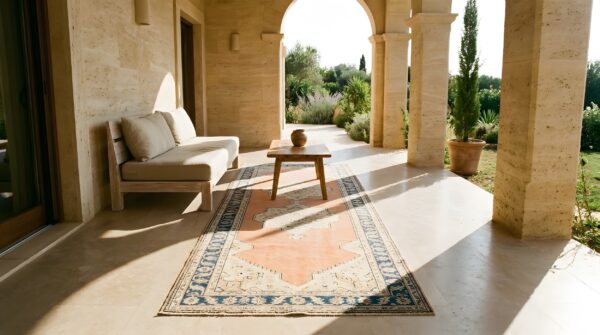 Antique chinese small scatter size wool horse cover rug 9 Antique chinese small scatter size wool horse cover rug (sku 23737) - room view