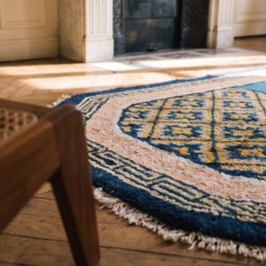 Antique Chinese Small Scatter Size Wool Multicolor Rug (SKU 21731) - in-room detail
