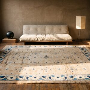 Antique Chinese Square Room Size Light Cream Color Peking Rug (SKU 19307) - room view