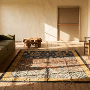 Antique Chinese Square Textile Blue 1800s Rug (SKU 22562) - room view