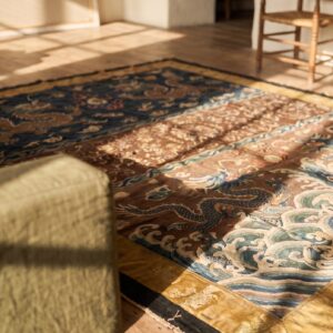 Antique Chinese Square Textile Blue 1800s Rug (SKU 22562) - in-room detail