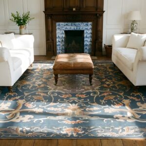 Antique Chinese Square Textile Blue 1825 Rug (SKU 25406) - room view