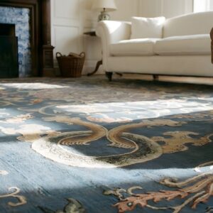 Antique Chinese Square Textile Blue 1825 Rug (SKU 25406) - in-room detail