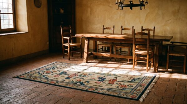 Antique chinese - textile chinese knotted rug 11 Antique chinese - textile chinese knotted rug (sku 22059) - room view