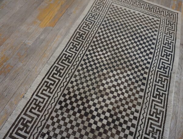 Antique chinese - tibetan ivory 1930s rug (sku 25758) - styled overhead view