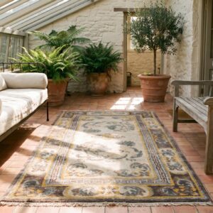 Antique Chinese - Tibetan Small Scatter Size Wool Ivory Rug (SKU 21926) - room view