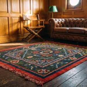 Antique Chinese - Tibetan Chinese Knotted Square Rug (SKU 17408) - room view