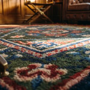 Antique Chinese - Tibetan Chinese Knotted Square Rug (SKU 17408) - in-room detail