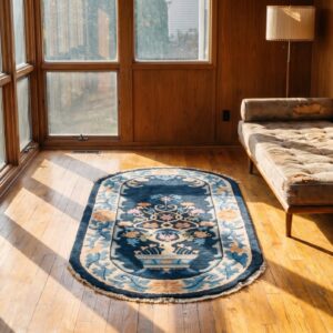 Antique Chinese Tree of Life Small Blue Peking Oval Area Rug (SKU 23224) - room view