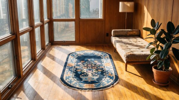 Antique chinese tree of life small blue peking oval area rug 5 Antique chinese tree of life small blue peking oval area rug (sku 23224) - room view