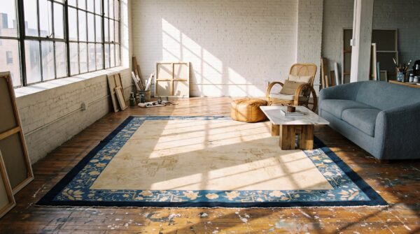 Antique chinese warm light cream color room size peking carpet 6 Antique chinese warm light cream color room size peking carpet (sku 20944) - room view