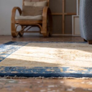 Antique Chinese Warm Light Cream Color Room Size Peking Carpet (SKU 20944) - in-room detail