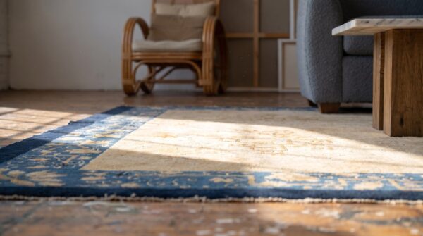 Antique chinese warm light cream color room size peking carpet 7 Antique chinese warm light cream color room size peking carpet (sku 20944) - in-room detail