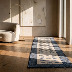 Antique Chinese White and Blue Hand-Knotted Wool Peking Hallway Runner Rug (SKU 20995) - room view