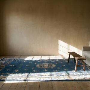 Classic Blue Color Antique Wool Pile Floral Chinese Room Size Peking Rug (SKU 24967) - room view