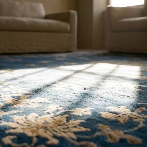 Classic Blue Color Antique Wool Pile Floral Chinese Room Size Peking Rug (SKU 24967) - in-room detail