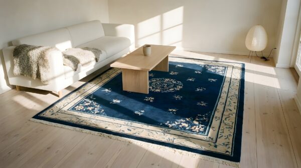 Classic blue color floral medallion design antique peking chinese rug 8 Classic blue color floral medallion design antique peking chinese rug (sku 23968) - room view