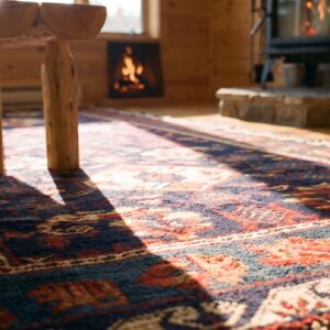 Classic Blue Color Tribal Design Antique Caucasian Seychour Late 19th Century Rug (SKU 21797) - in-room detail