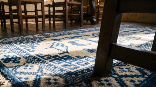 Antique classic blue and ivory chinese baotou scatter size area rug 9 Antique classic blue and ivory chinese baotou scatter size area rug (sku 23227) - in-room detail