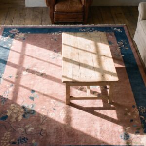 Antique Classic Floral Chinese Art Deco Design Area Rug (SKU 22511) - styled overhead view