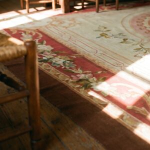 Antique Classic Floral Medallion French Aubusson Room Size Rug (SKU 18183) - in-room detail