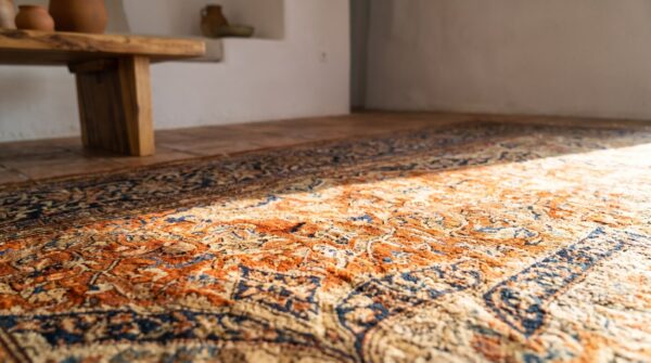 Classic antique late 19th century red floral medallion pattern oversized persian sarouk farahan carpet 10 Classic antique late 19th century red floral medallion pattern oversized persian sarouk farahan carpet (sku 18654) - in-room detail