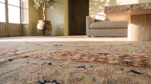Classic light color fine weave antique persian room size haji jalili tabriz rug 8 Classic light color fine weave antique persian room size haji jalili tabriz rug (sku 21056) - in-room detail