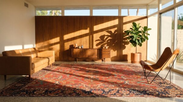 Classic red antique geometric persian room size heriz serapi rug 8 Classic red antique geometric persian room size heriz serapi rug (sku 21515) - room view