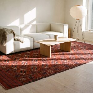 Classic Red Tribal Geometric Bokara Design 1850's Antique Turkmen Tekke Rug (SKU 25280) - room view