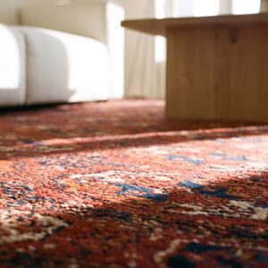Classic Red Tribal Geometric Bokara Design 1850's Antique Turkmen Tekke Rug (SKU 25280) - in-room detail