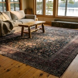 Classic Traditional Antique Floral Persian Khorassan Room Size Rug (SKU 25431) - room view