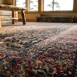 Classic Traditional Antique Floral Persian Khorassan Room Size Rug (SKU 25431) - in-room detail