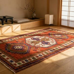 Classic Tribal Geometric Antique Caucasian Red Lori Pambak Rug (SKU 18521) - room view