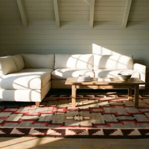 Classic Tribal Geometric Antique Native American Wool Pile Navajo Rug (SKU 24097) - room view