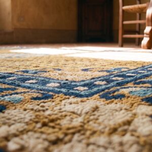 Classic Yellow Antique Early 19th Century Chinese Ningxia Rug (SKU 21966) - in-room detail