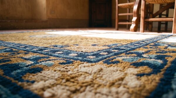 Classic yellow antique early 19th century chinese ningxia rug 9 Classic yellow antique early 19th century chinese ningxia rug (sku 21966) - in-room detail