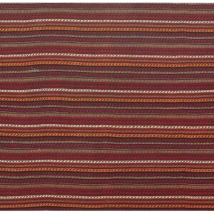 Colorful Flatweave Stripe Geometric Vintage 1950s Turkish Decorative Kilim Rug
