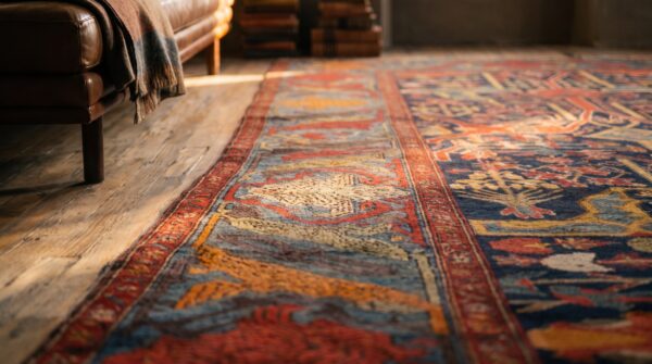 Colorful jewel tone antique persian tribal garous design malayer rug 10 Colorful jewel tone antique persian tribal garous design malayer rug (sku 21968) - in-room detail